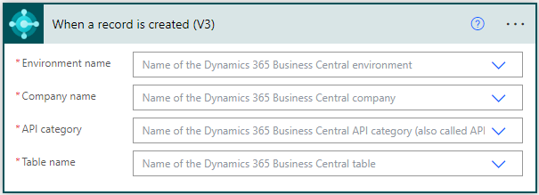 Shows the trigger called when a record is created (V3) in Power Automate.